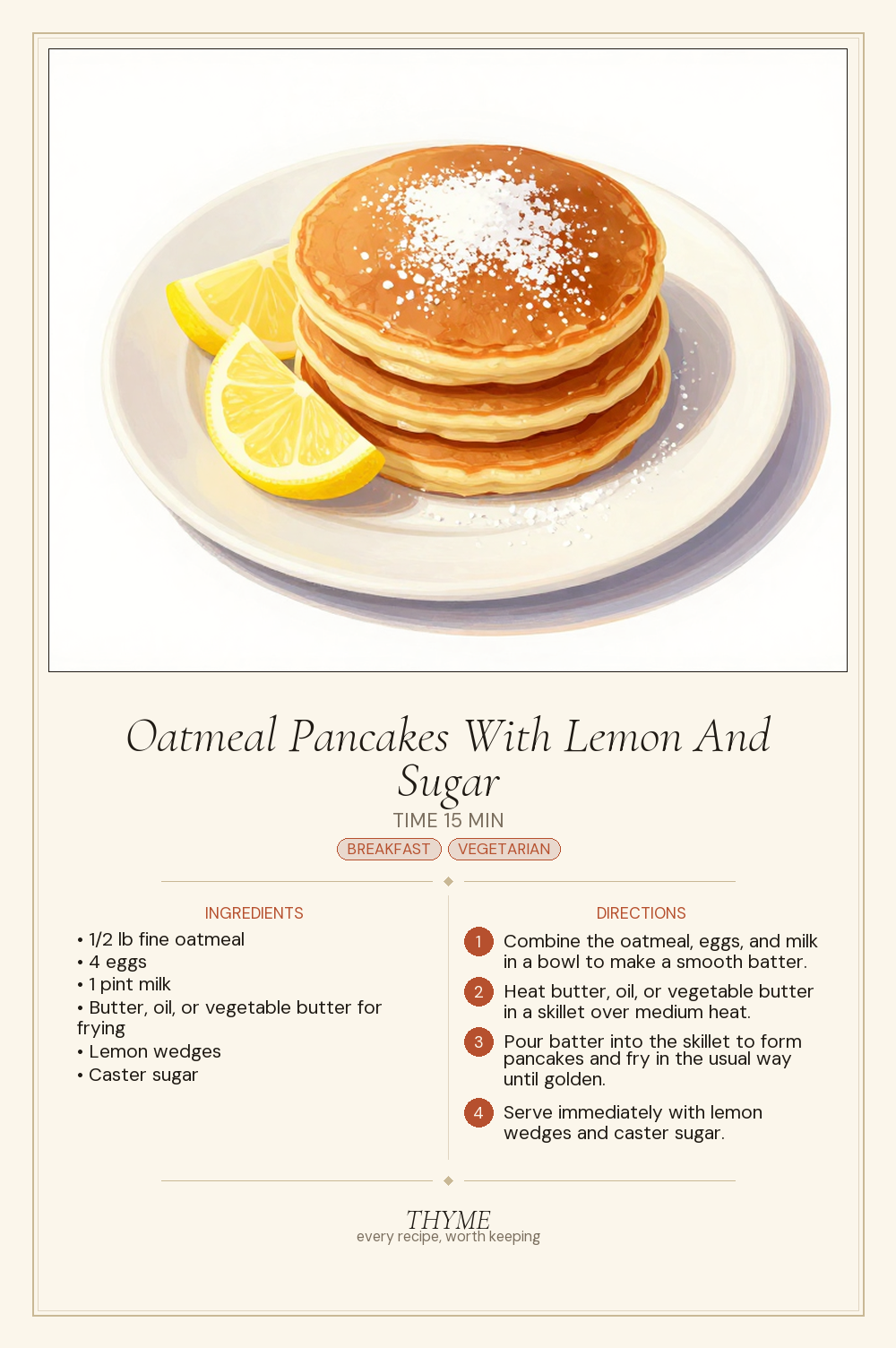 Oatmeal Pancakes With Lemon And Sugar