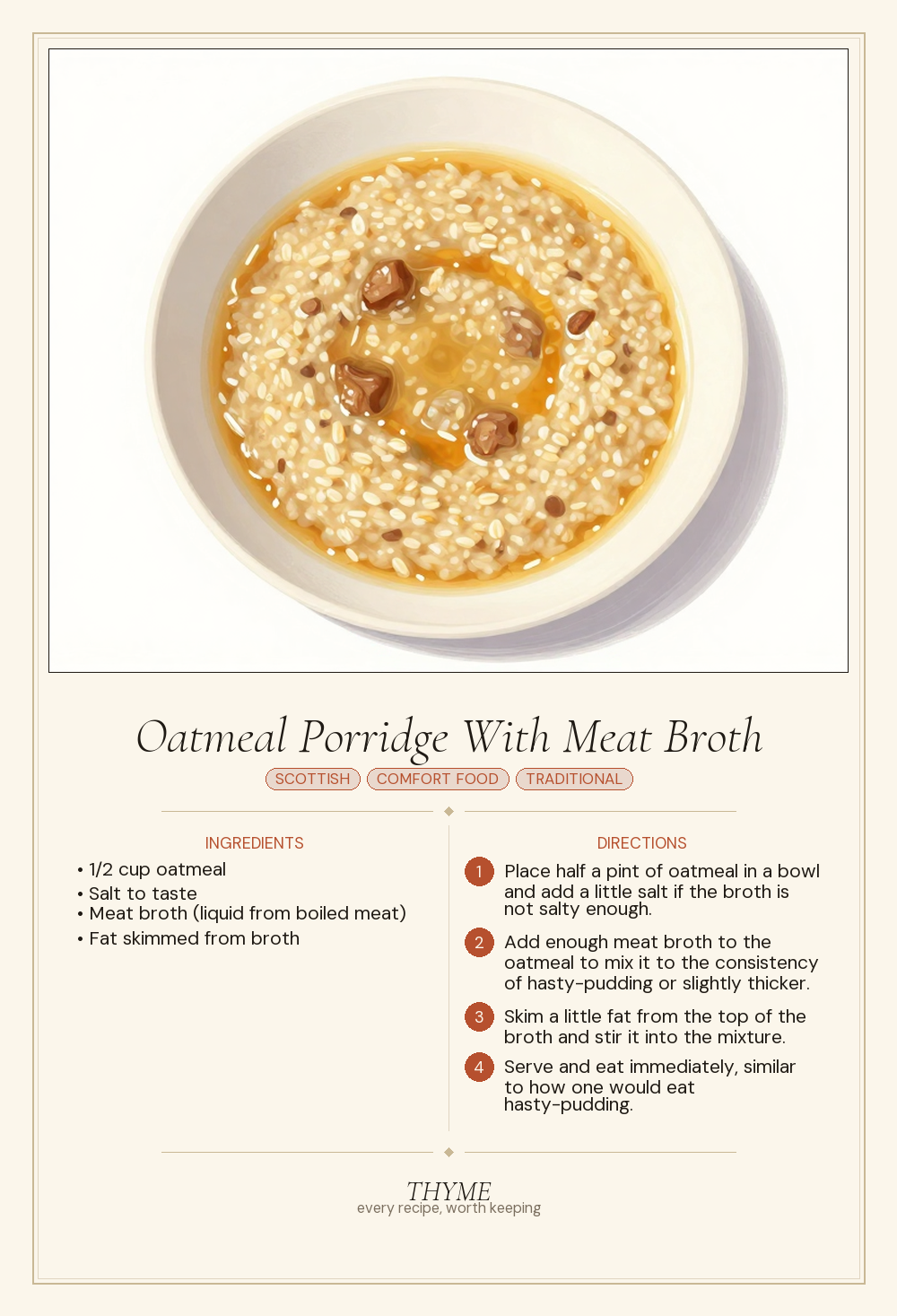 Oatmeal Porridge With Meat Broth