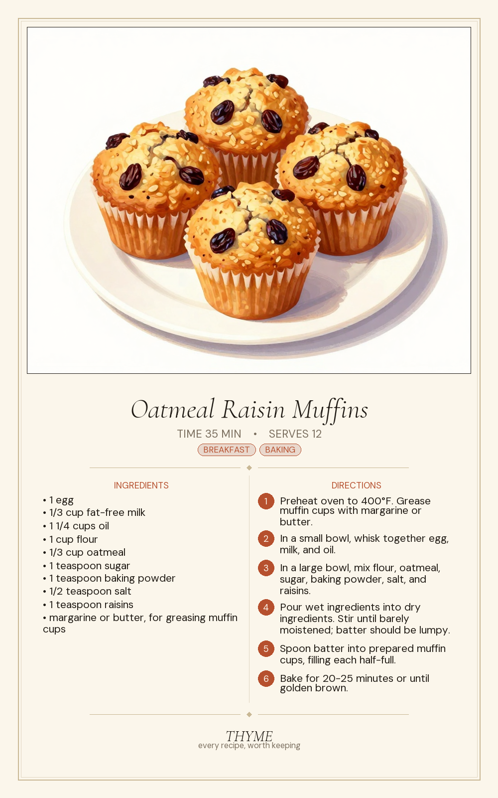 Oatmeal Raisin Muffins