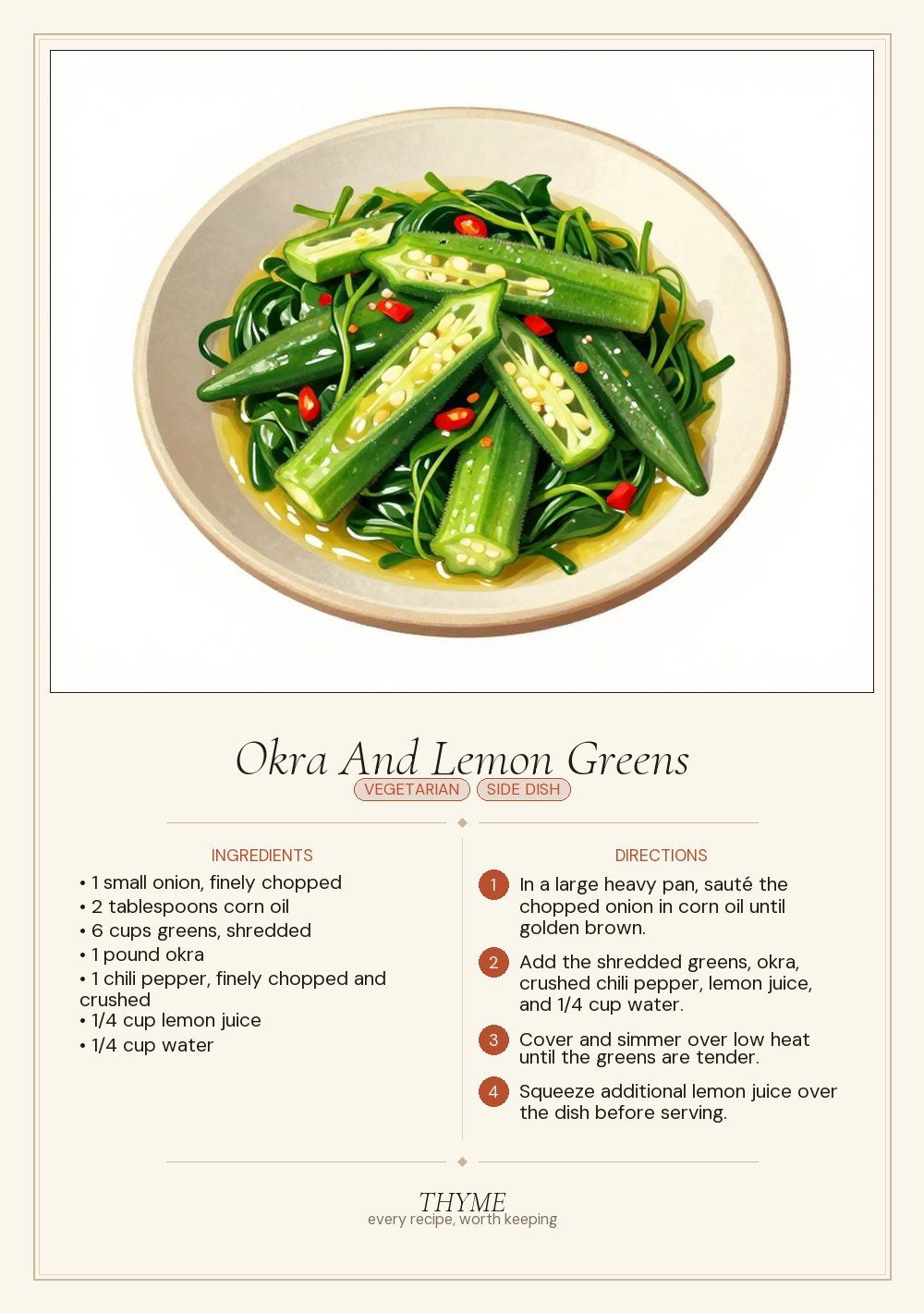 Okra And Lemon Greens