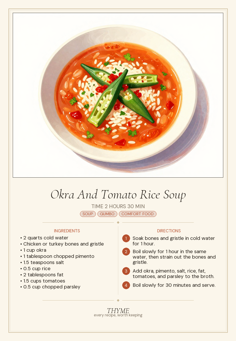 Okra And Tomato Rice Soup