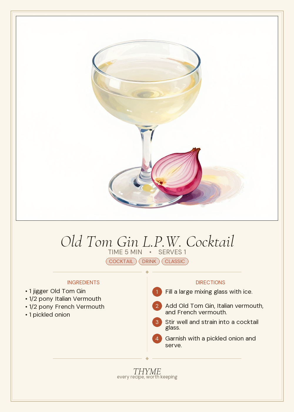 Old Tom Gin L.P.W. Cocktail