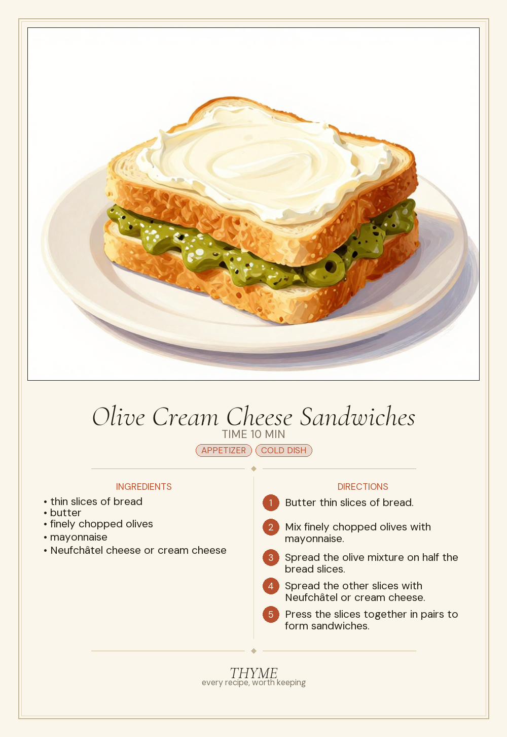Olive Cream Cheese Sandwiches