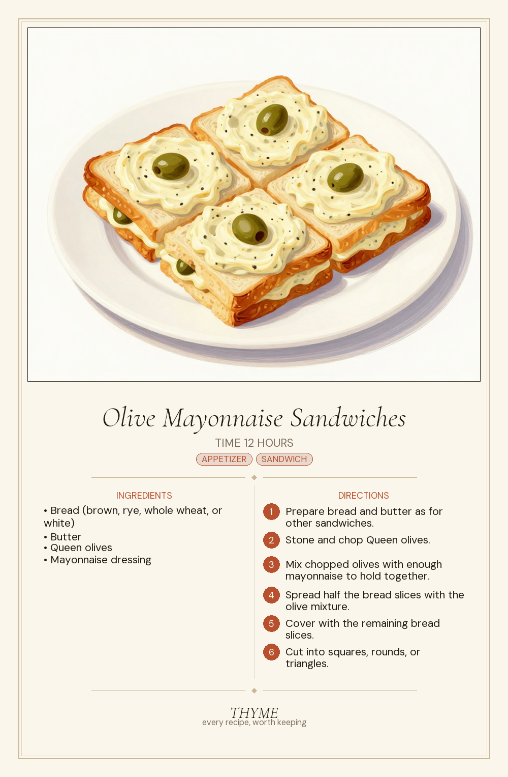 Olive Mayonnaise Sandwiches
