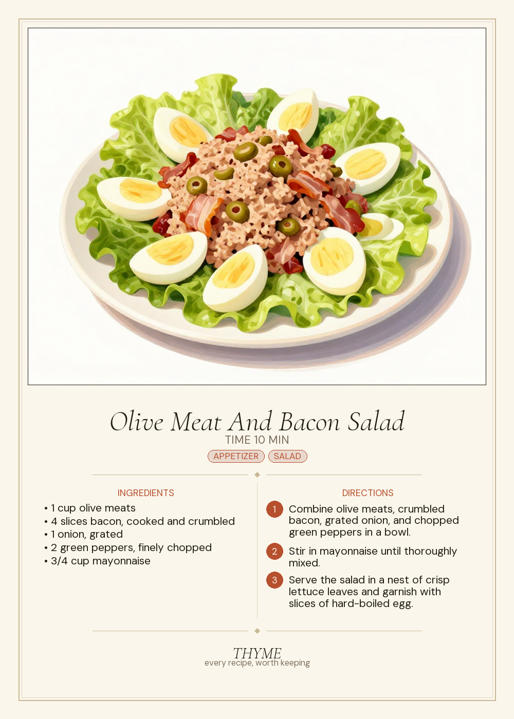 Olive Meat And Bacon Salad