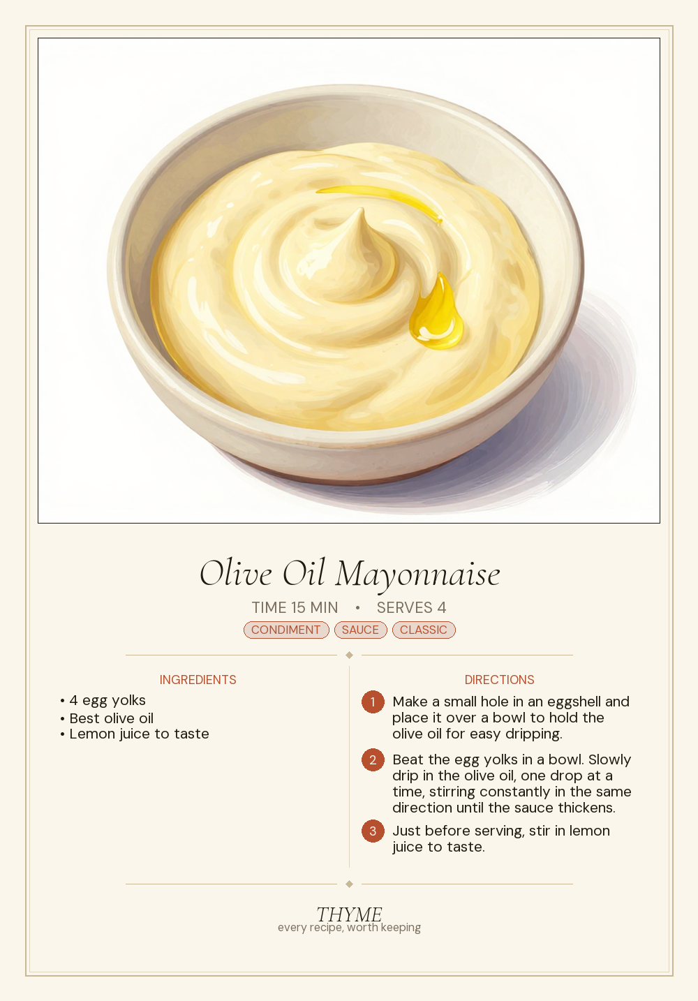 Olive Oil Mayonnaise