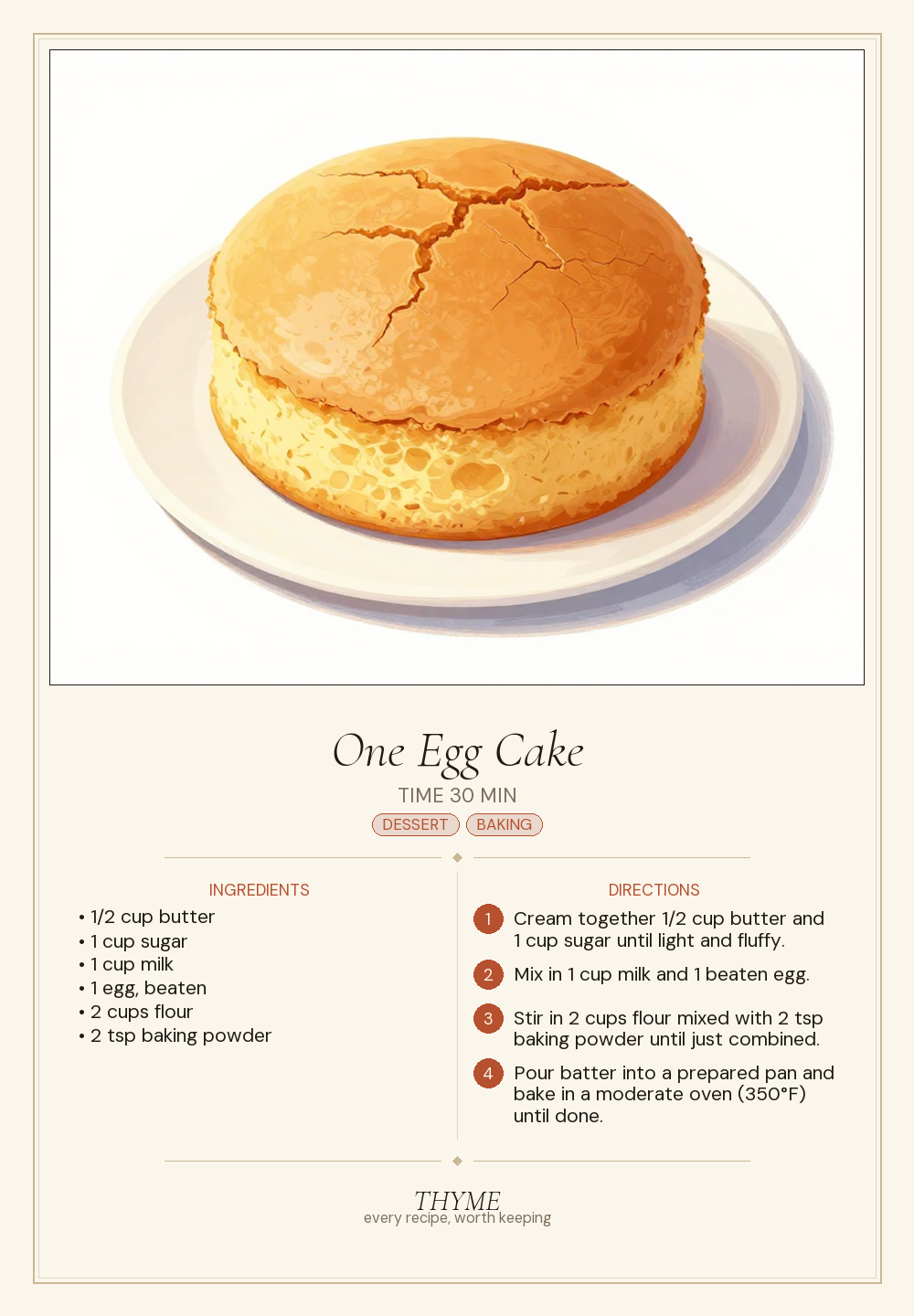 One Egg Cake