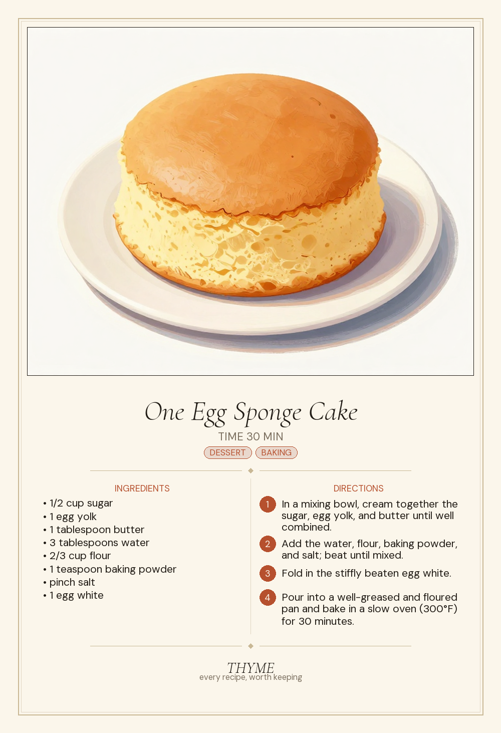 One Egg Sponge Cake