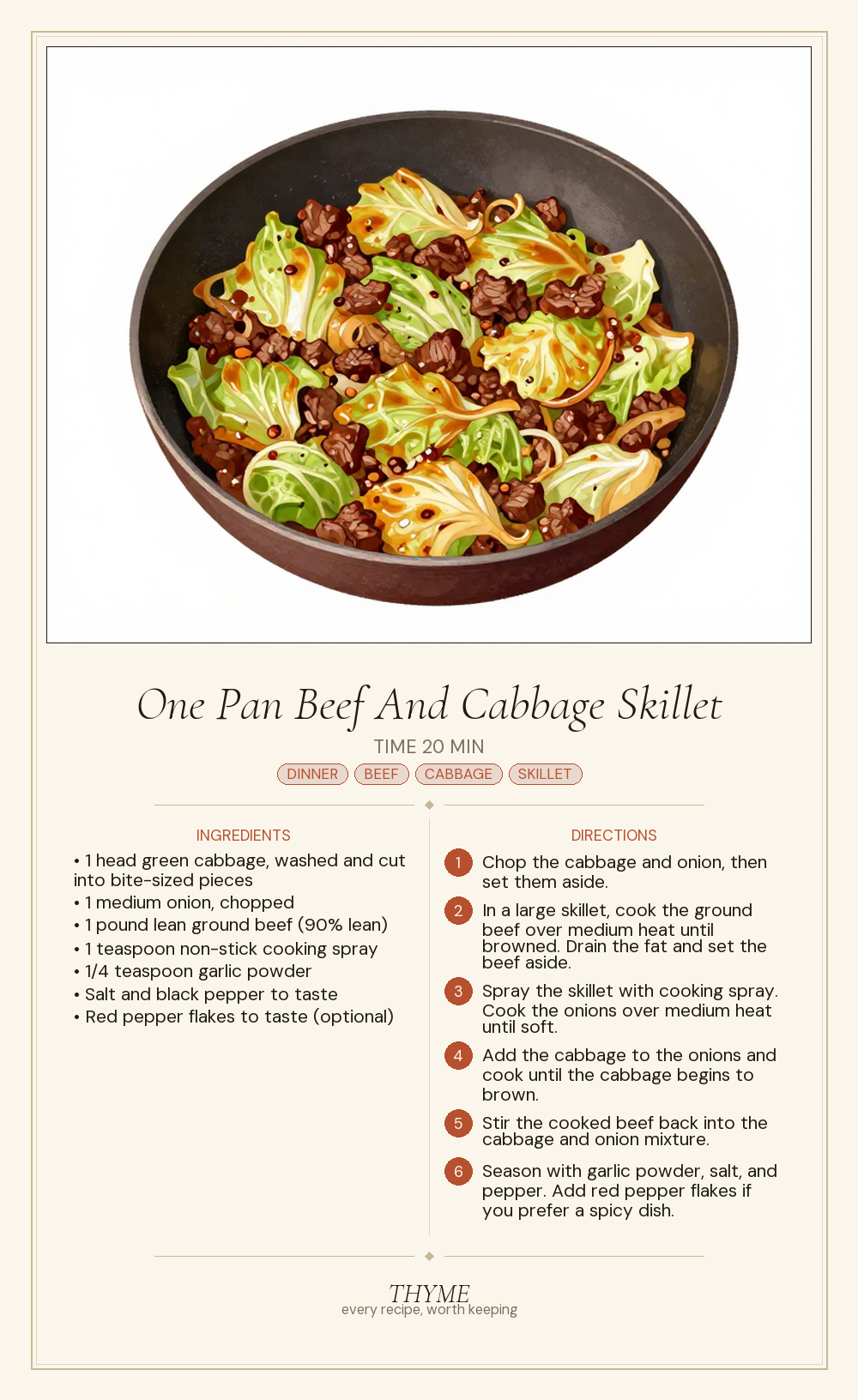 One Pan Beef And Cabbage Skillet