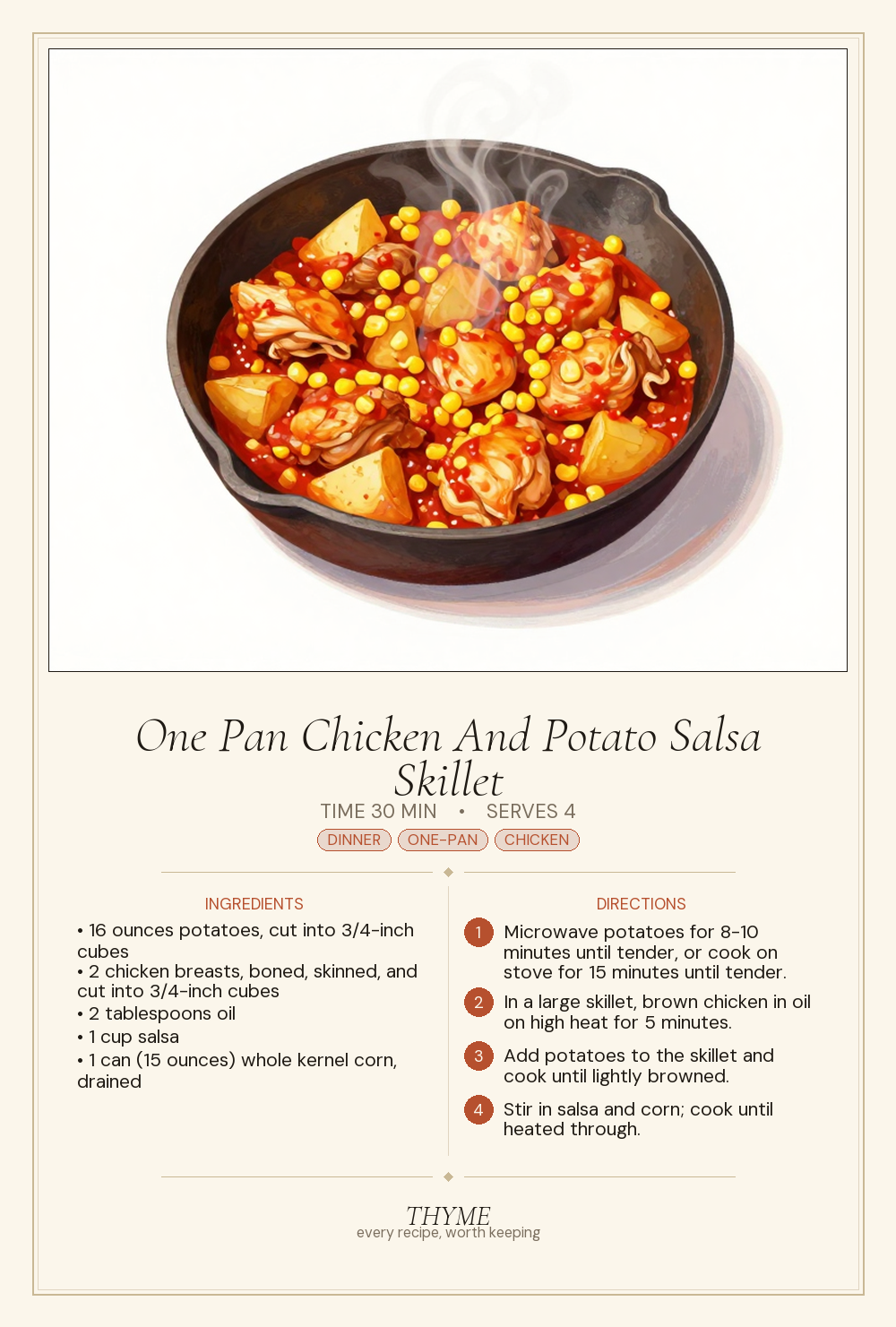 One Pan Chicken And Potato Salsa Skillet
