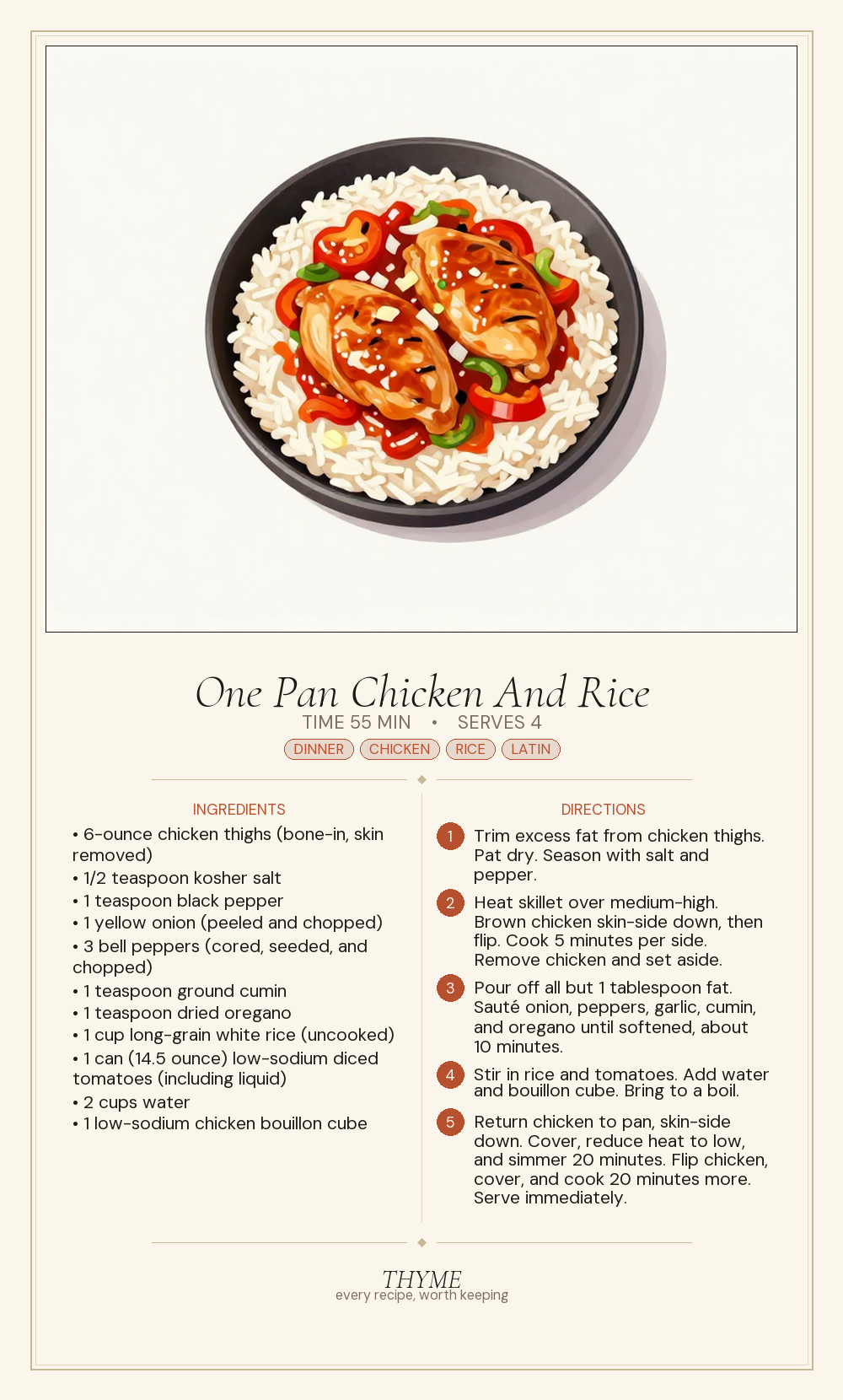 One Pan Chicken And Rice