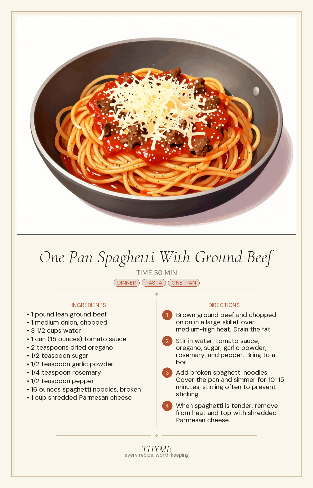 One Pan Spaghetti With Ground Beef