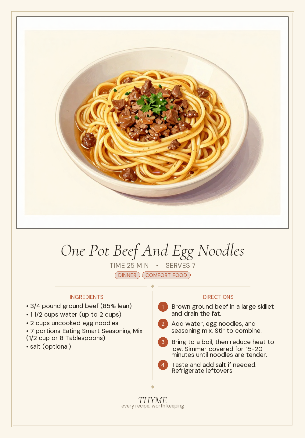 One Pot Beef And Egg Noodles