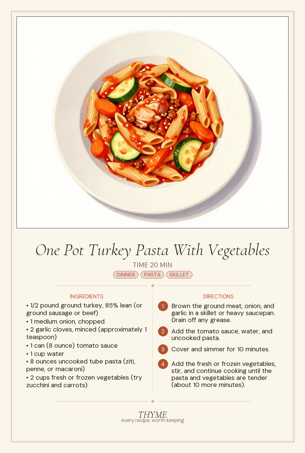 One Pot Turkey Pasta With Vegetables