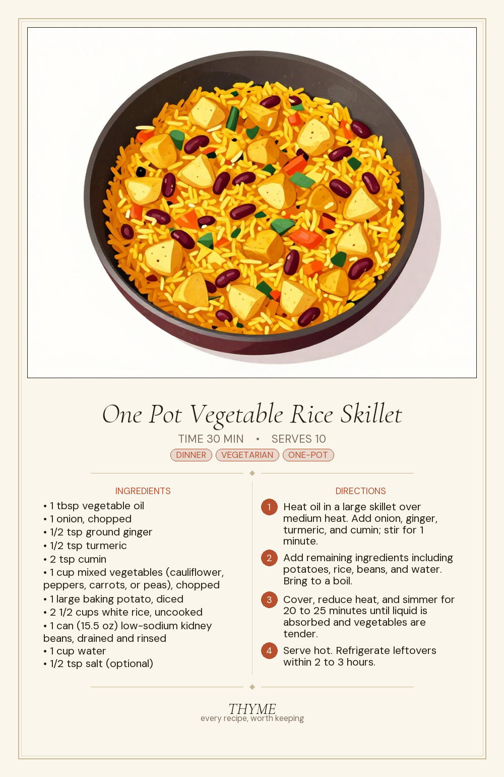 One Pot Vegetable Rice Skillet