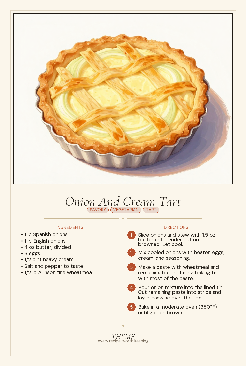 Onion And Cream Tart