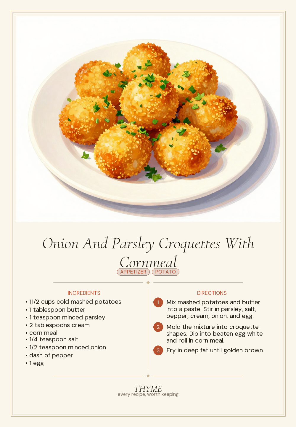 Onion And Parsley Croquettes With Cornmeal