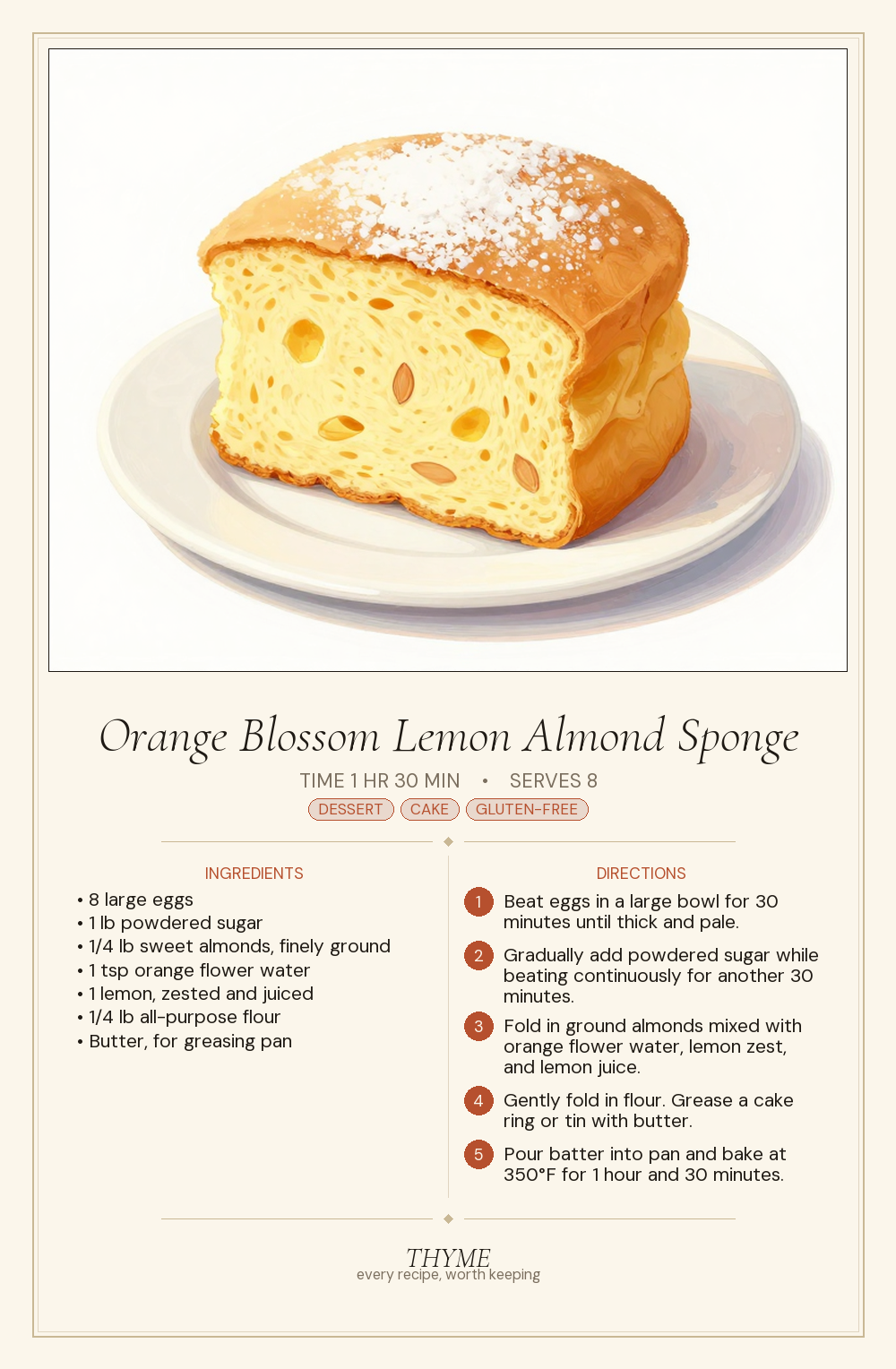 Orange Blossom Lemon Almond Sponge