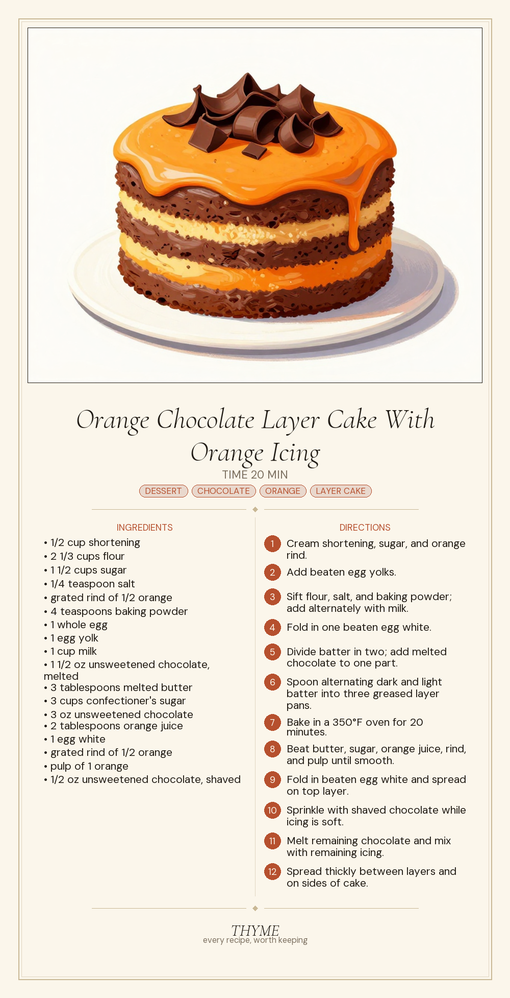 Orange Chocolate Layer Cake With Orange Icing