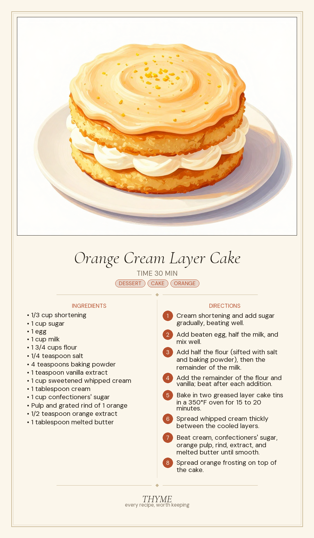 Orange Cream Layer Cake