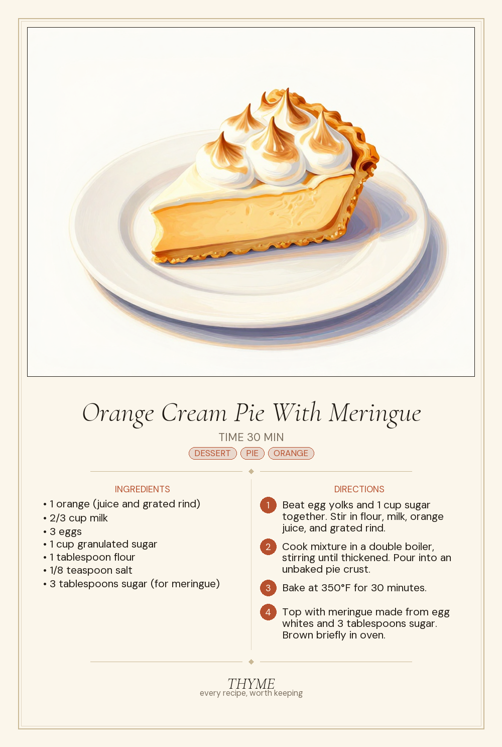 Orange Cream Pie With Meringue