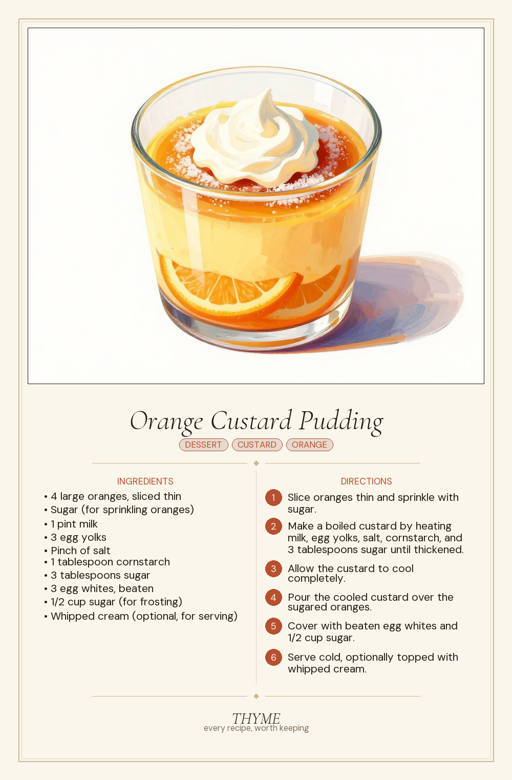 Orange Custard Pudding