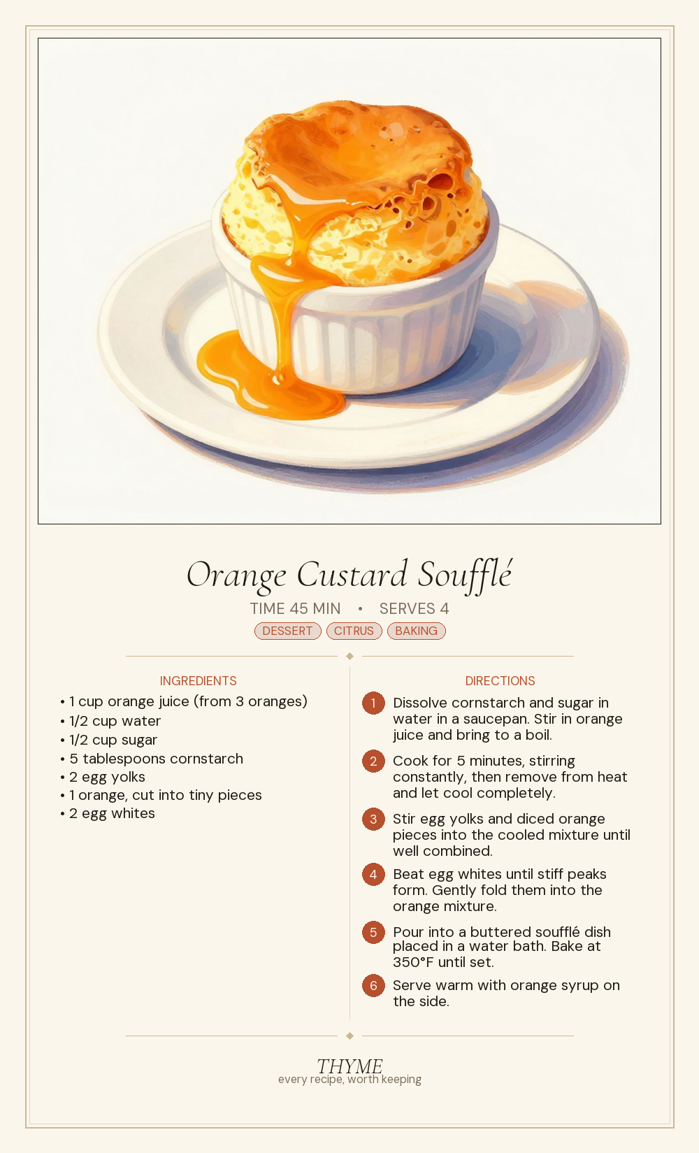 Orange Custard Soufflé