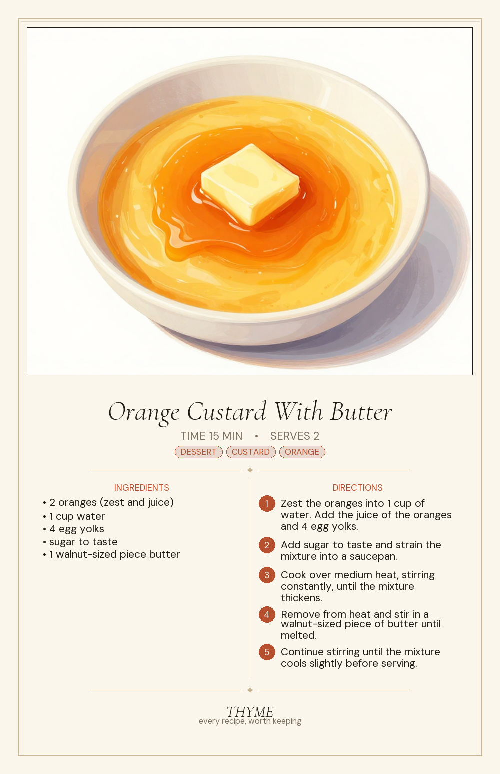 Orange Custard With Butter