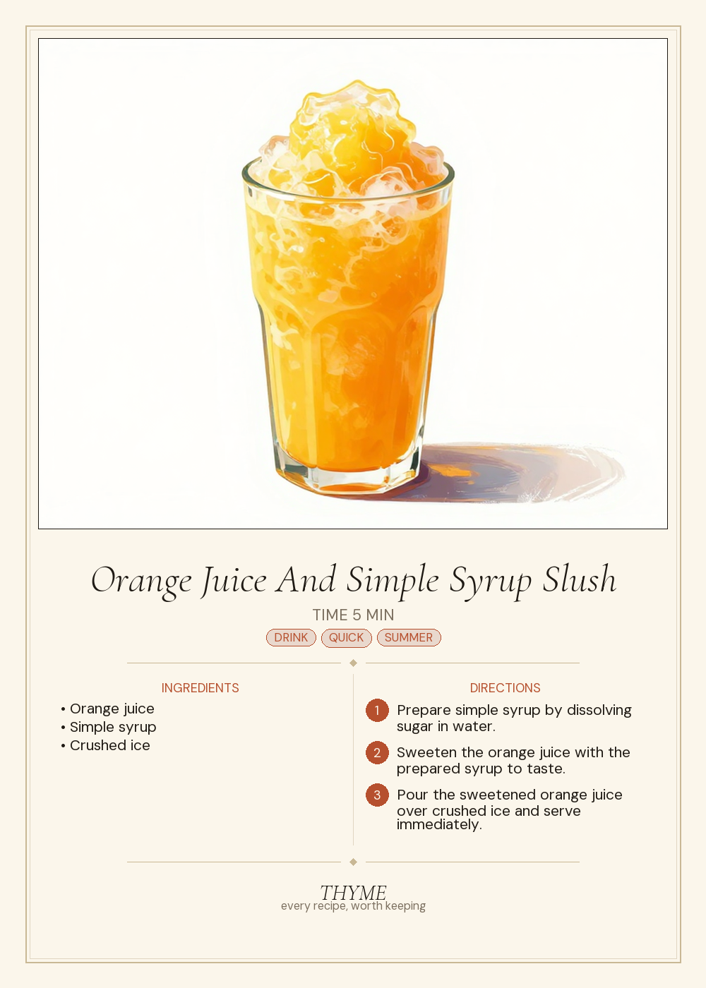 Orange Juice And Simple Syrup Slush