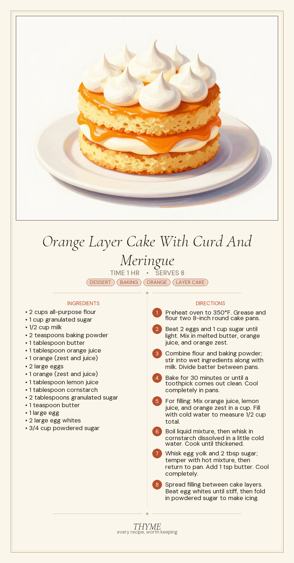 Orange Layer Cake With Curd And Meringue