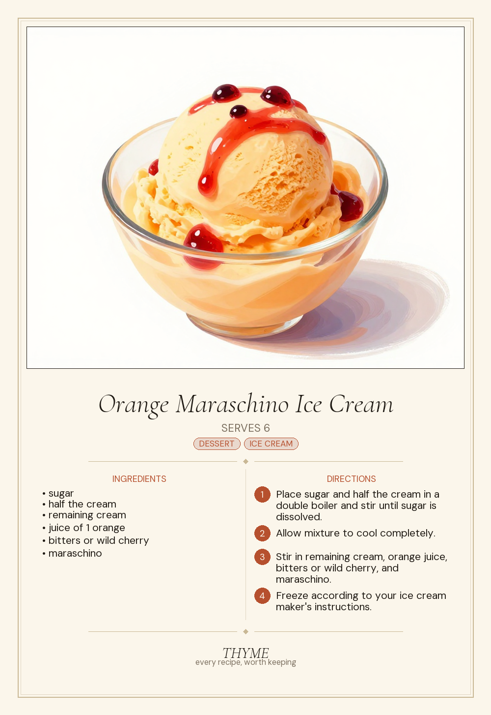 Orange Maraschino Ice Cream