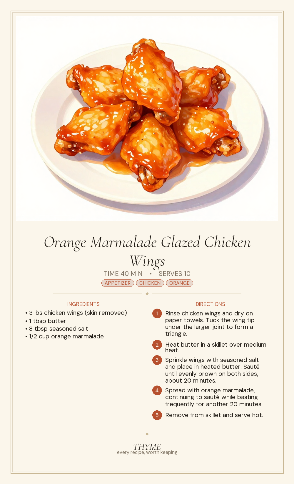 Orange Marmalade Glazed Chicken Wings