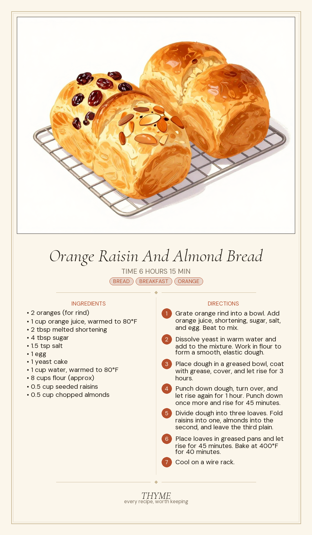 Orange Raisin And Almond Bread