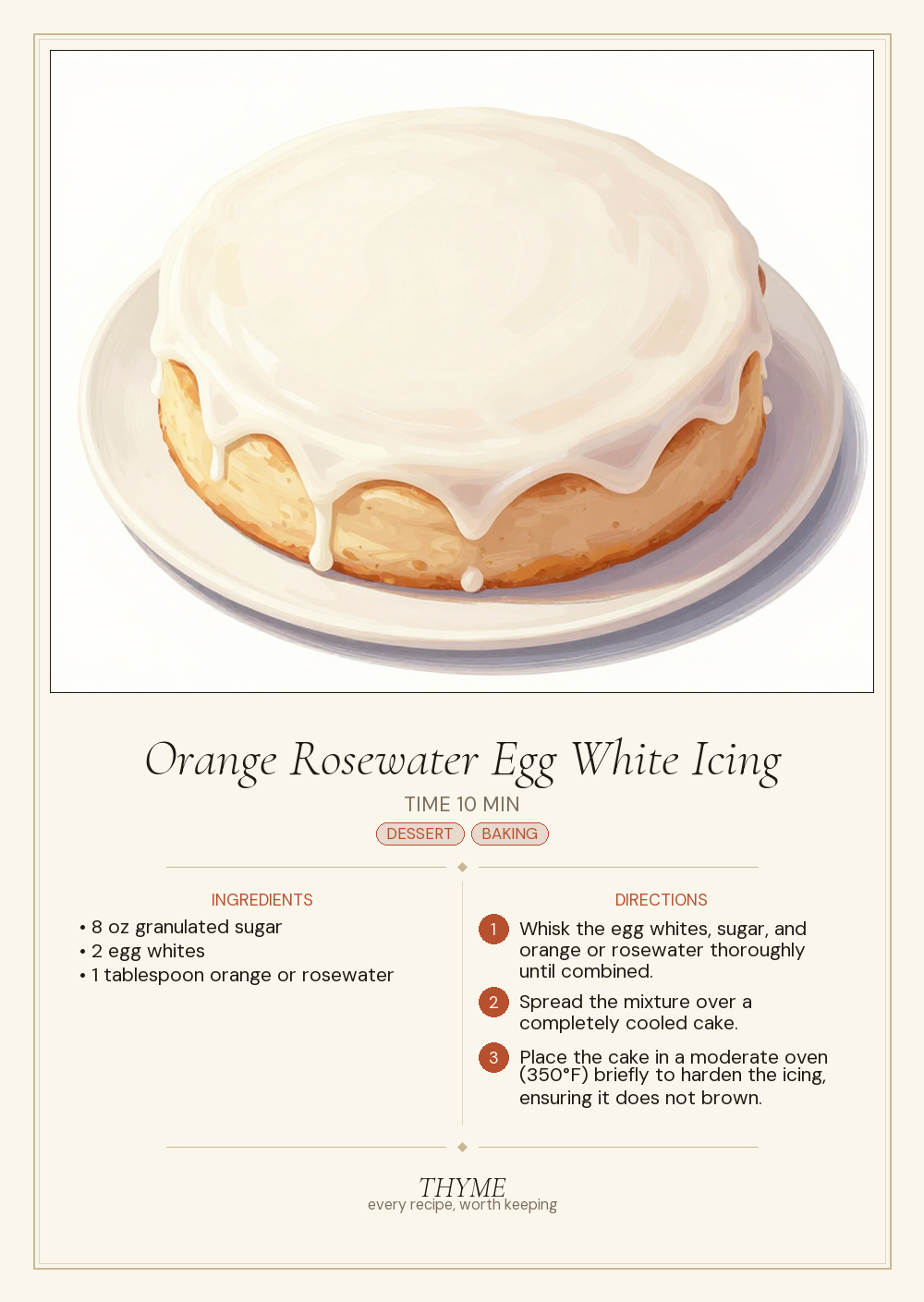 Orange Rosewater Egg White Icing