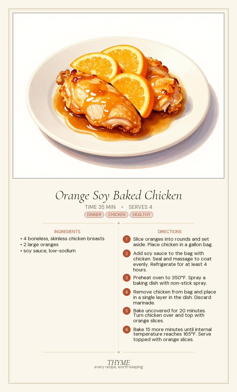 Orange Soy Baked Chicken