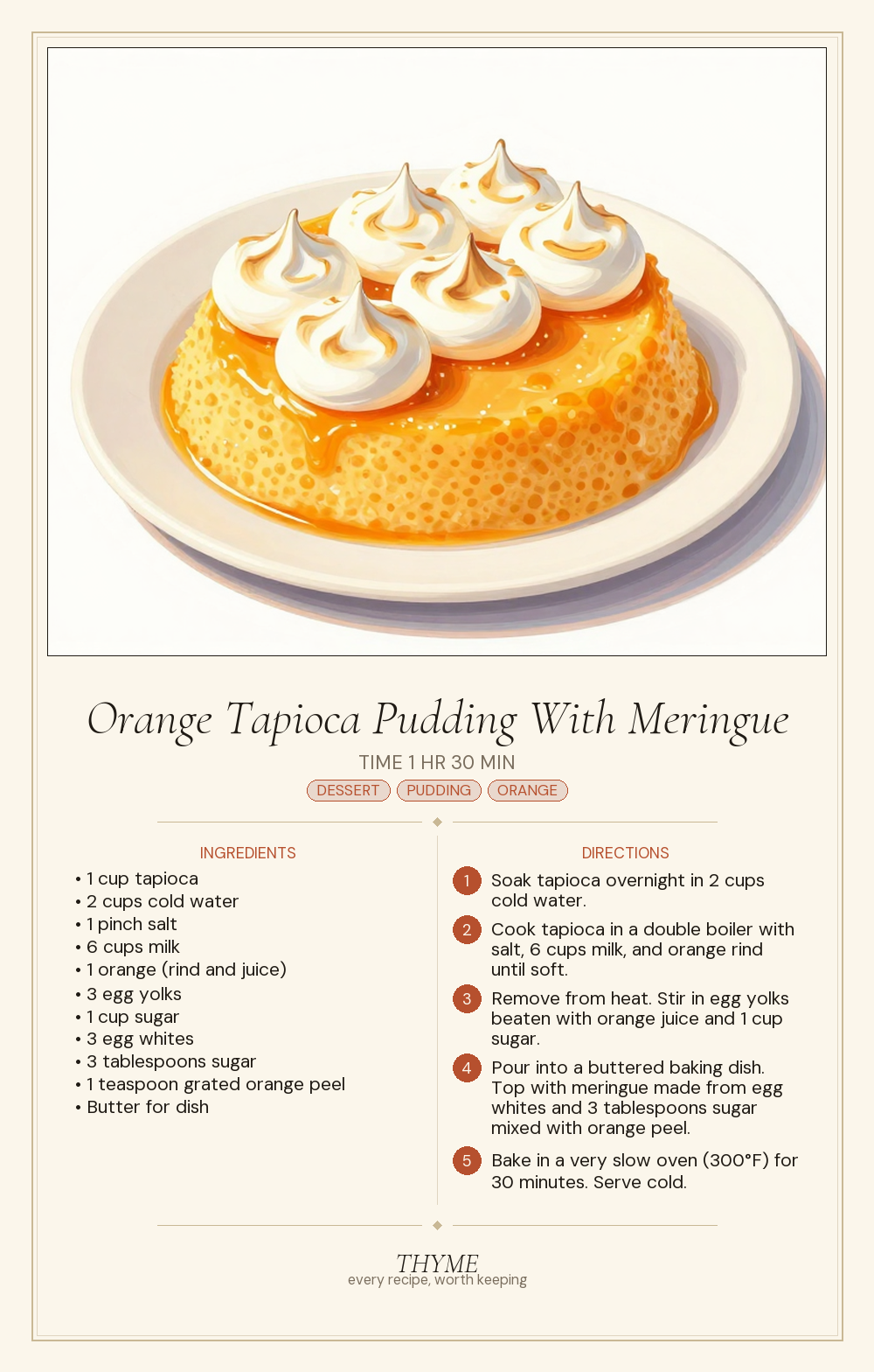 Orange Tapioca Pudding With Meringue