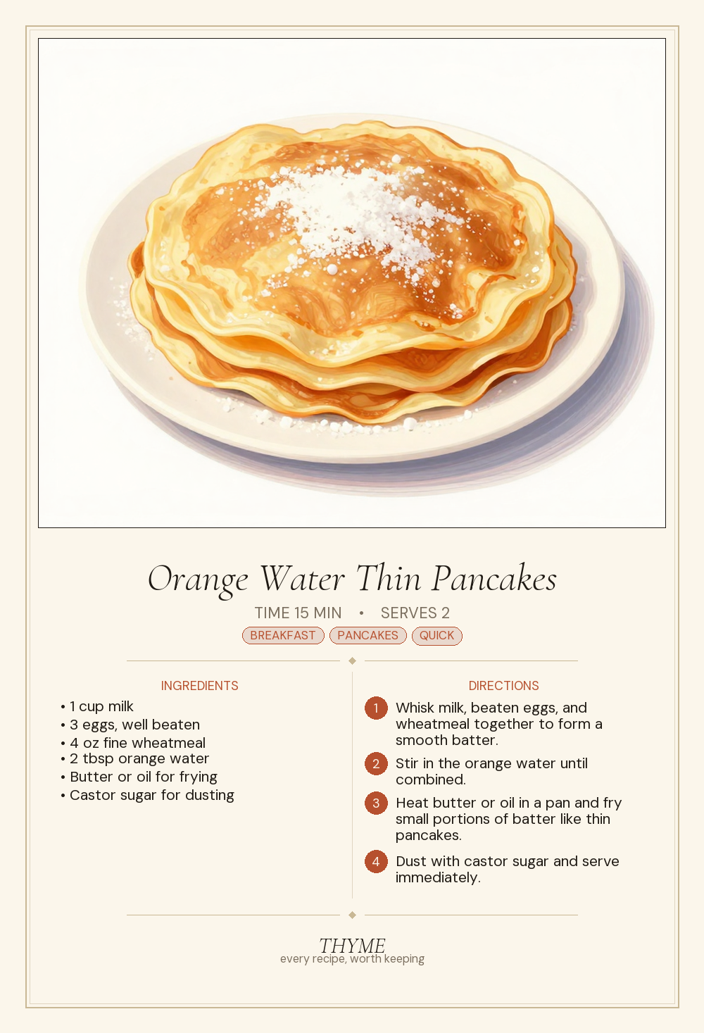 Orange Water Thin Pancakes