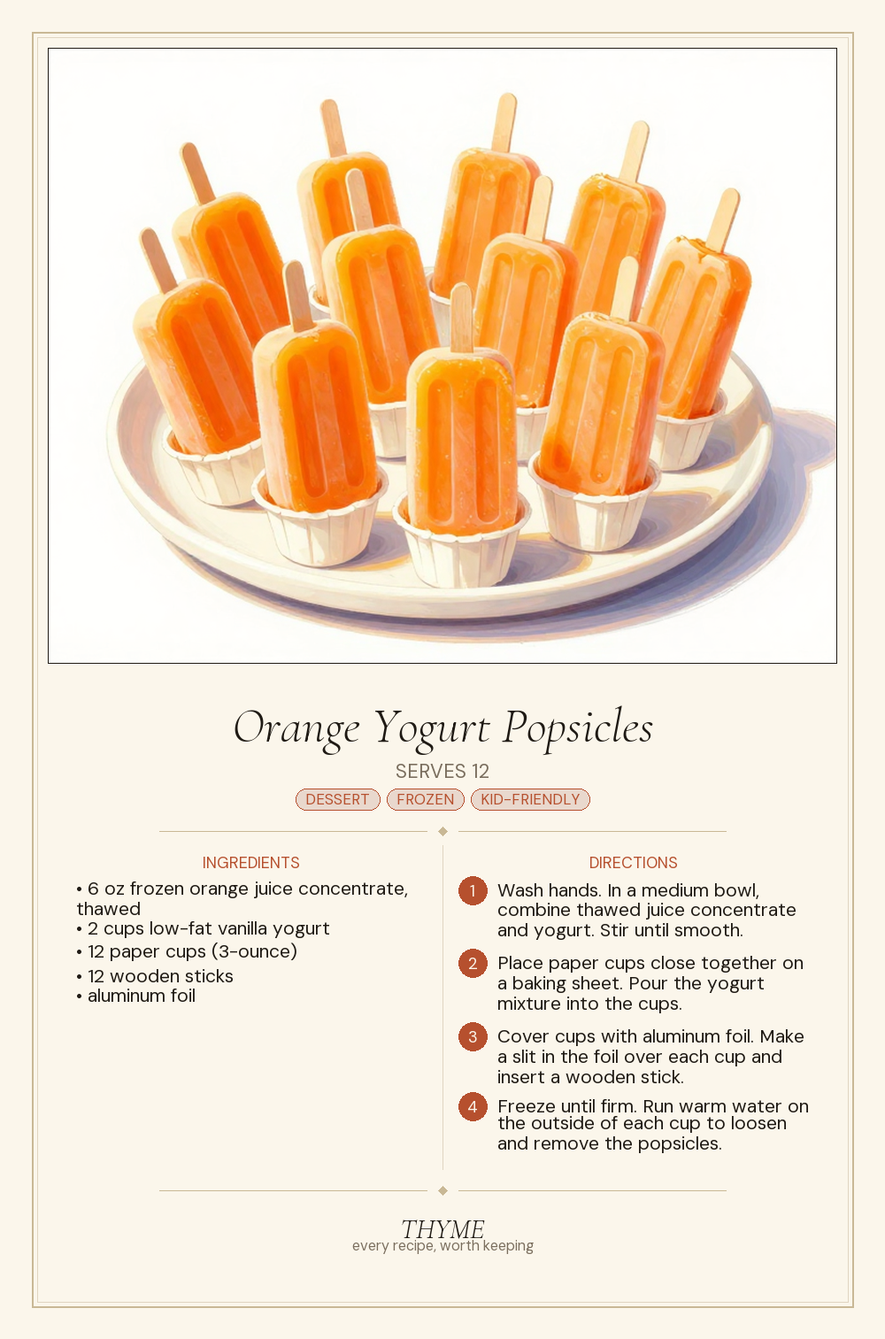 Orange Yogurt Popsicles