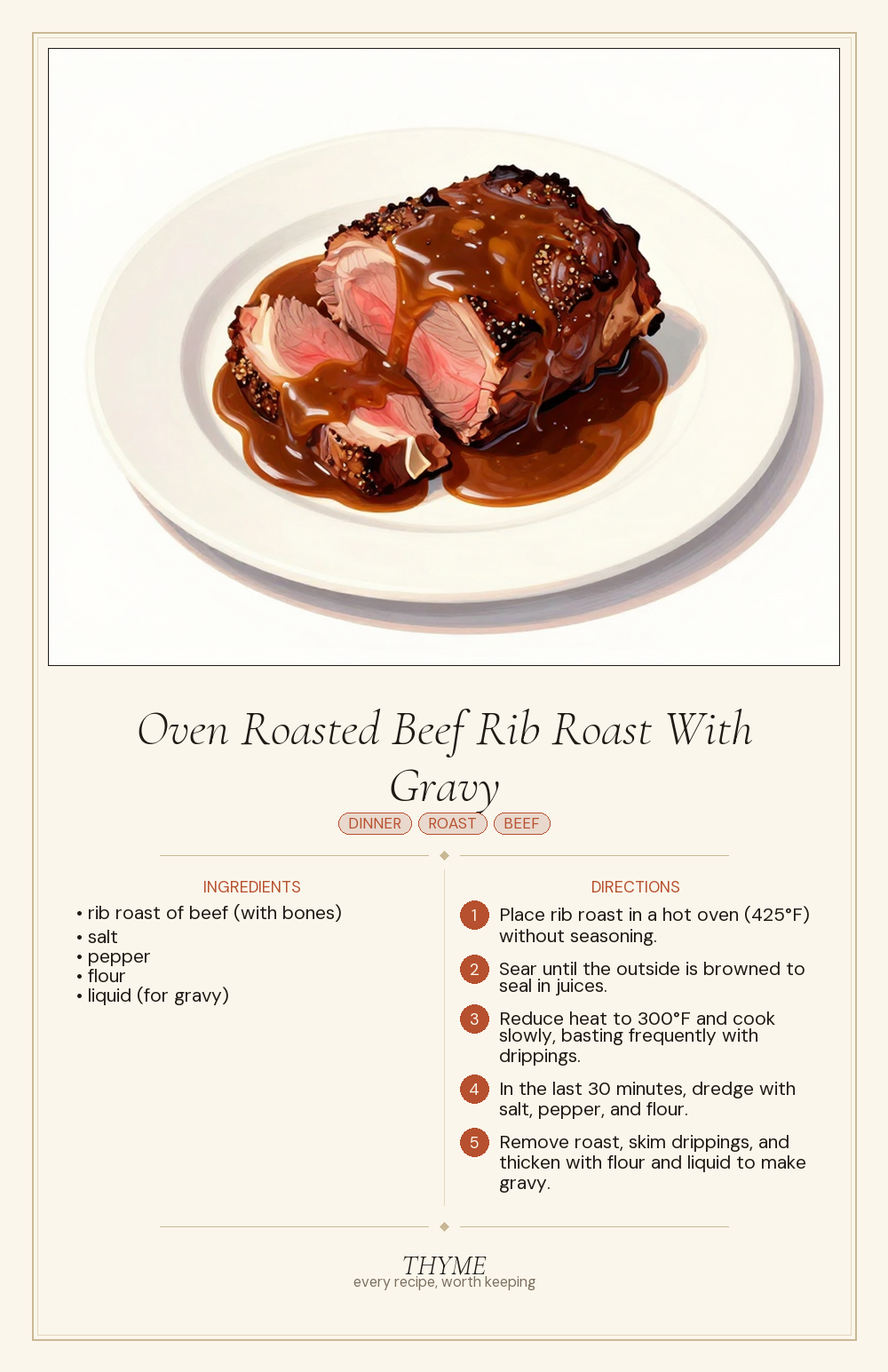 Oven Roasted Beef Rib Roast With Gravy