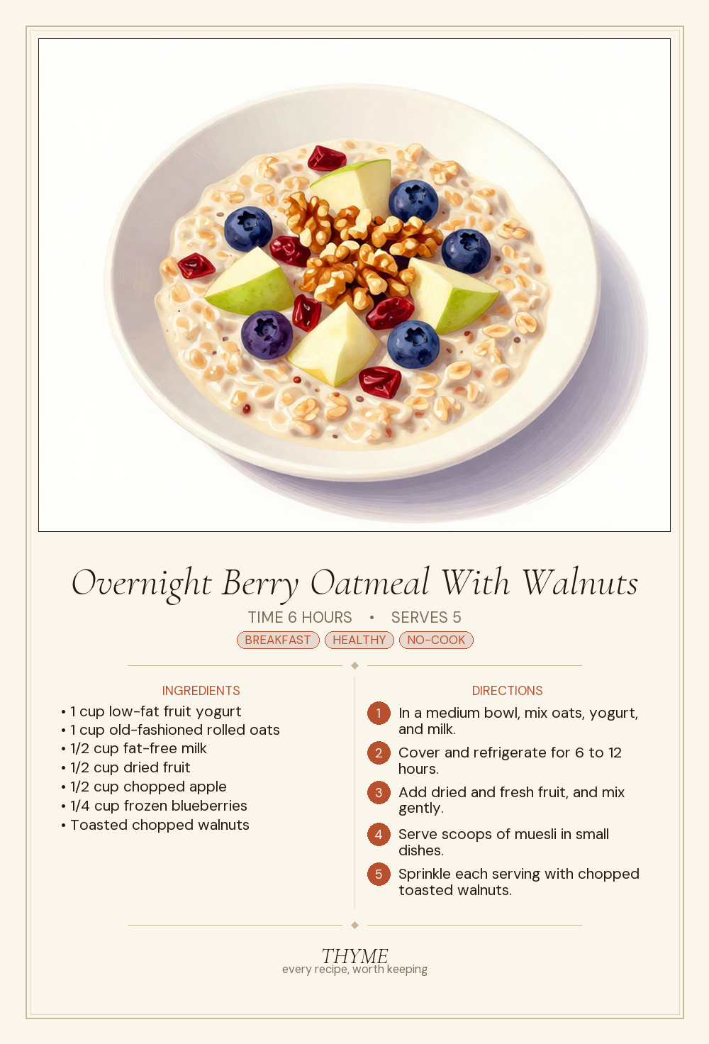 Overnight Berry Oatmeal With Walnuts