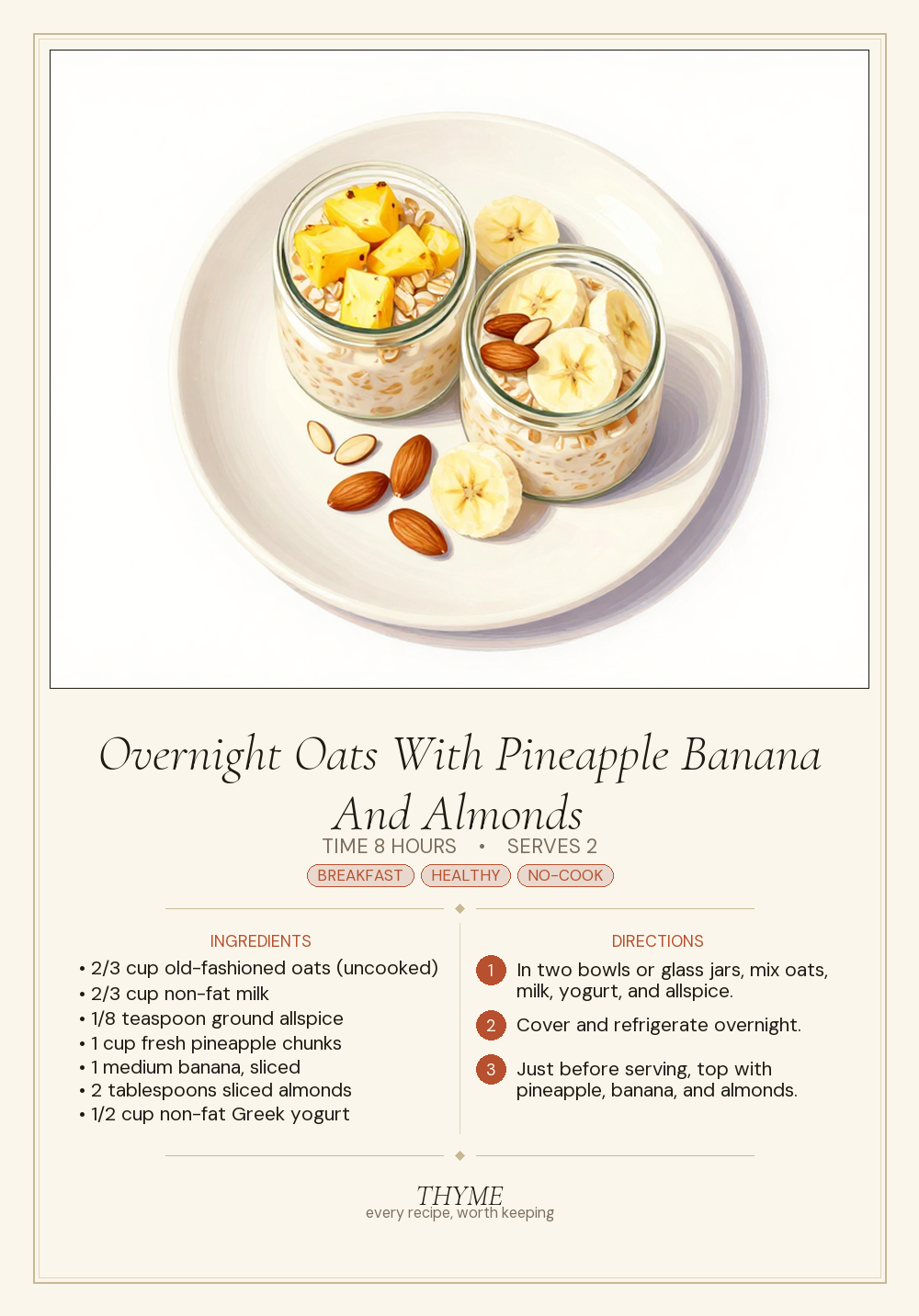 Overnight Oats With Pineapple Banana And Almonds