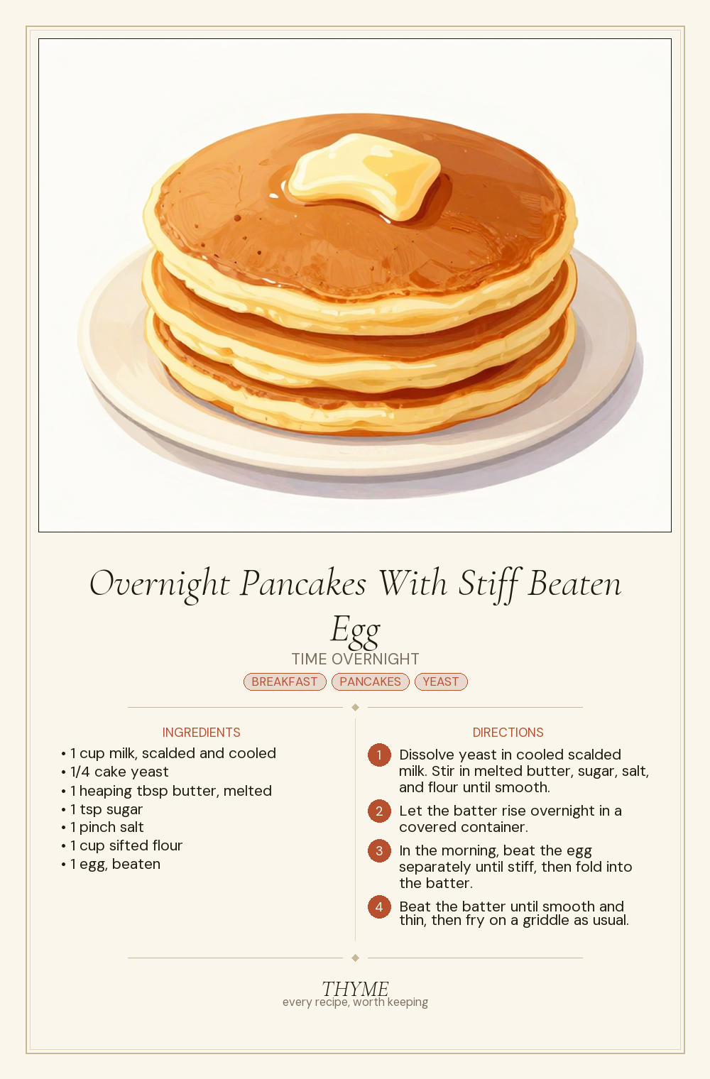 Overnight Pancakes With Stiff Beaten Egg