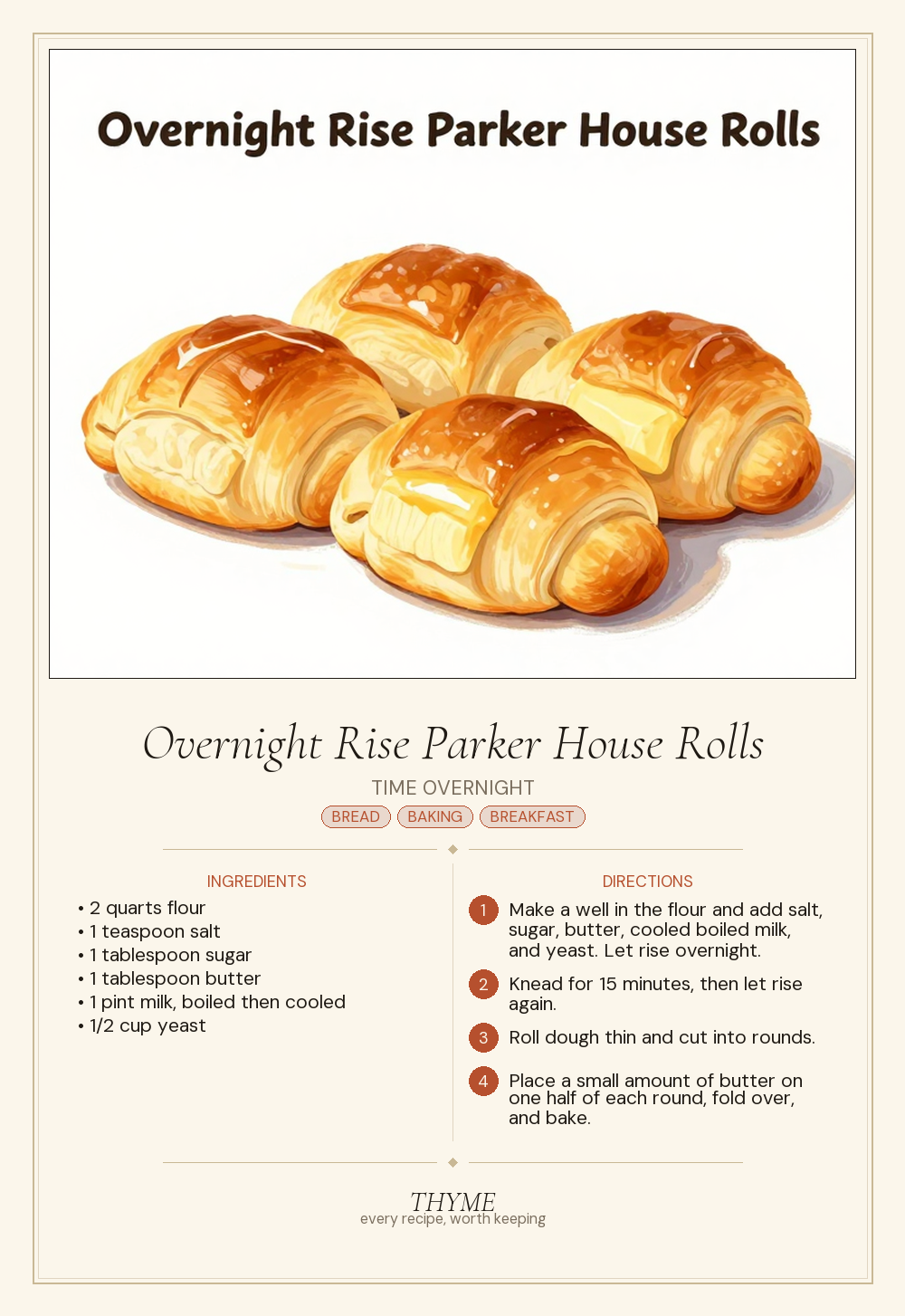 Overnight Rise Parker House Rolls
