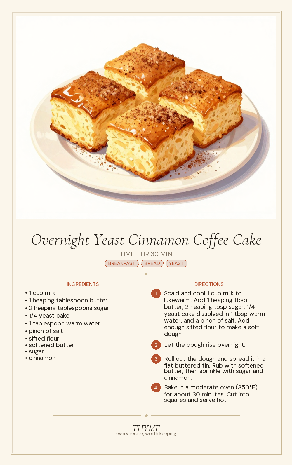 Overnight Yeast Cinnamon Coffee Cake