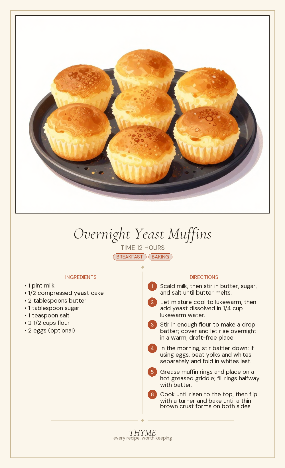 Overnight Yeast Muffins