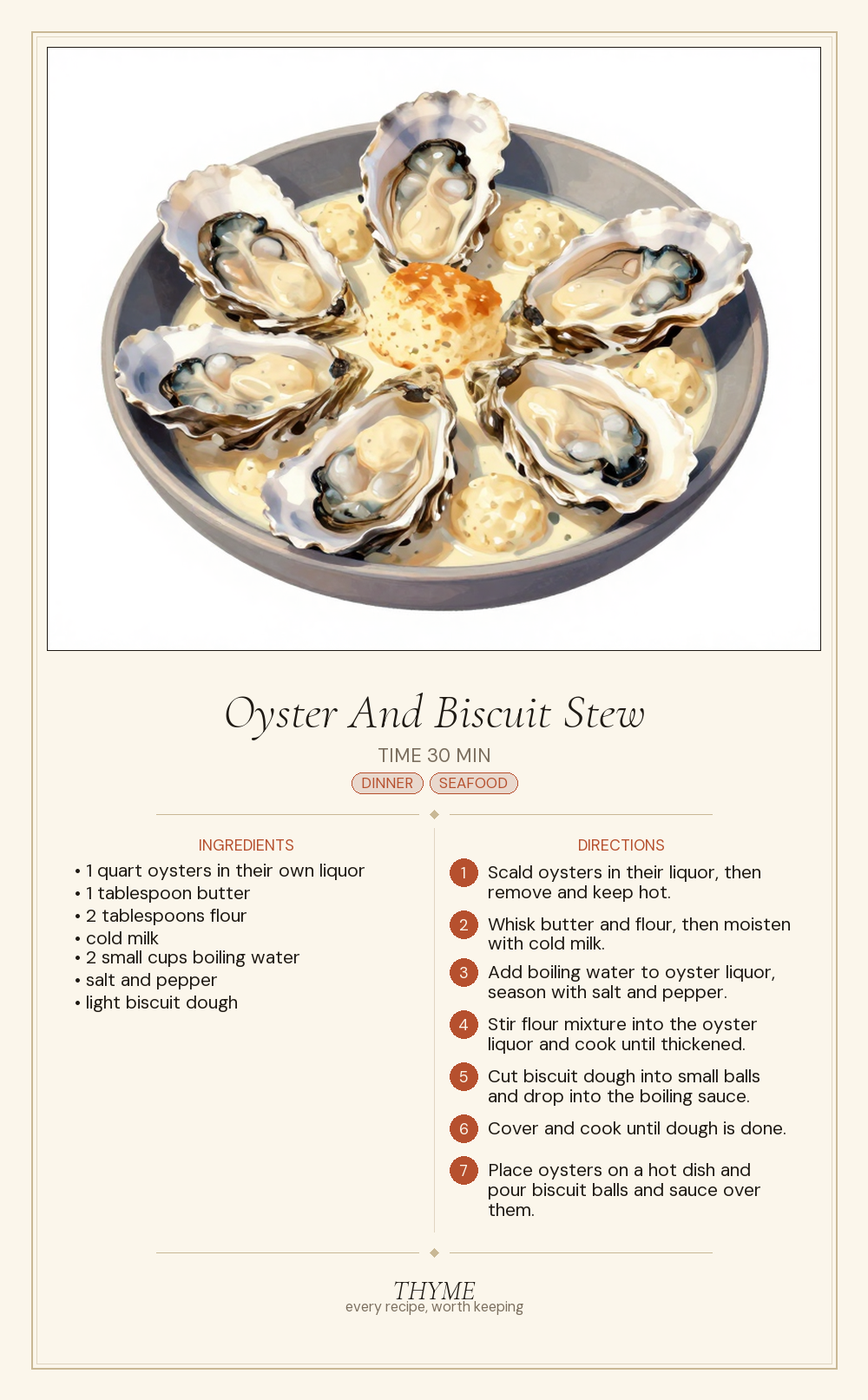 Oyster And Biscuit Stew