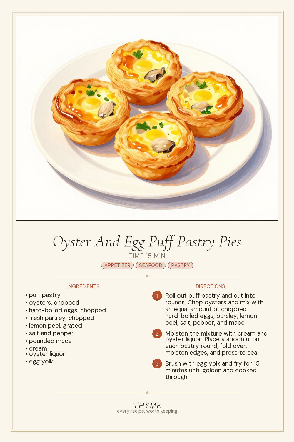 Oyster And Egg Puff Pastry Pies