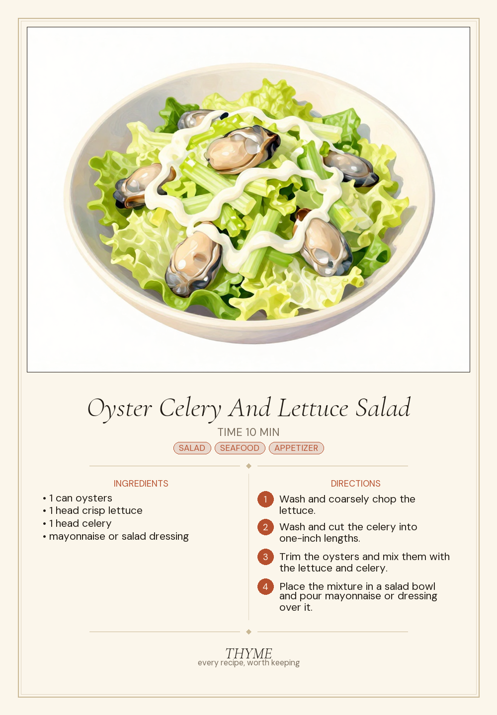 Oyster Celery And Lettuce Salad