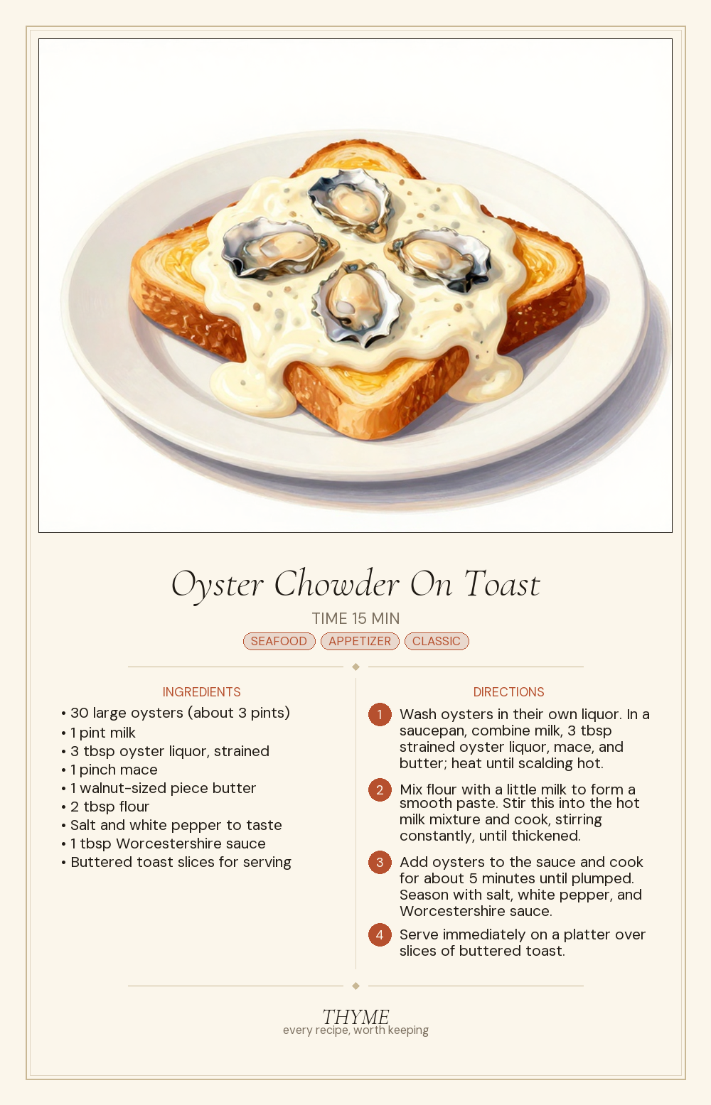 Oyster Chowder On Toast