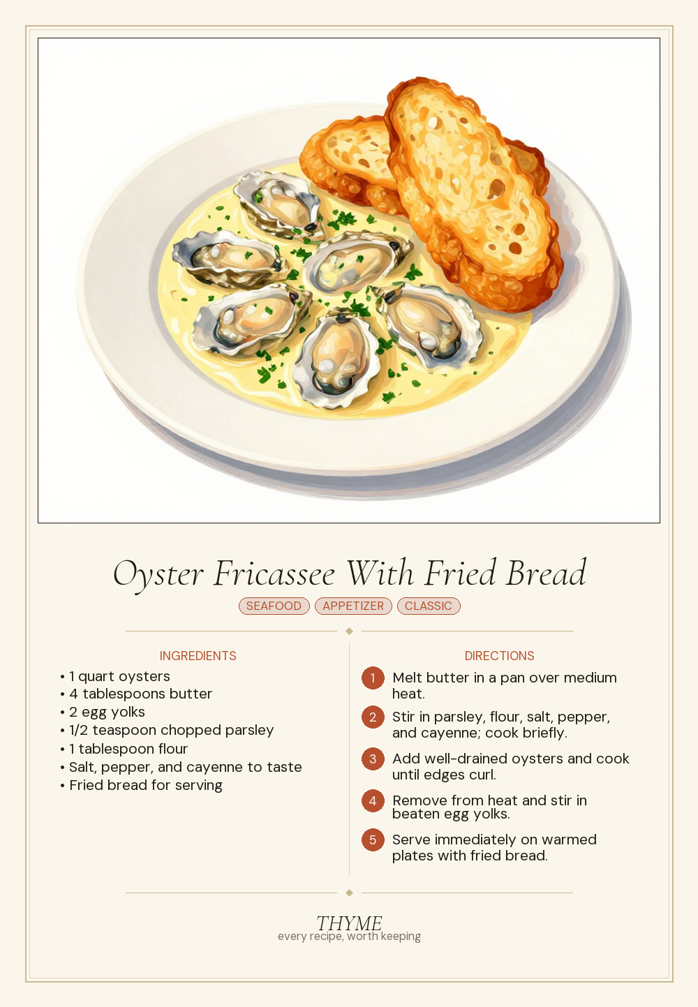 Oyster Fricassee With Fried Bread